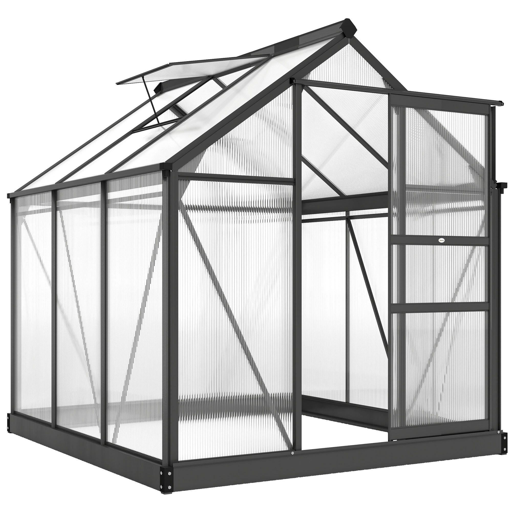 Outsunny SKLENÍK hliníkový 3,65 m² 190 x 192 x 201 cm se základem a střešním oknem