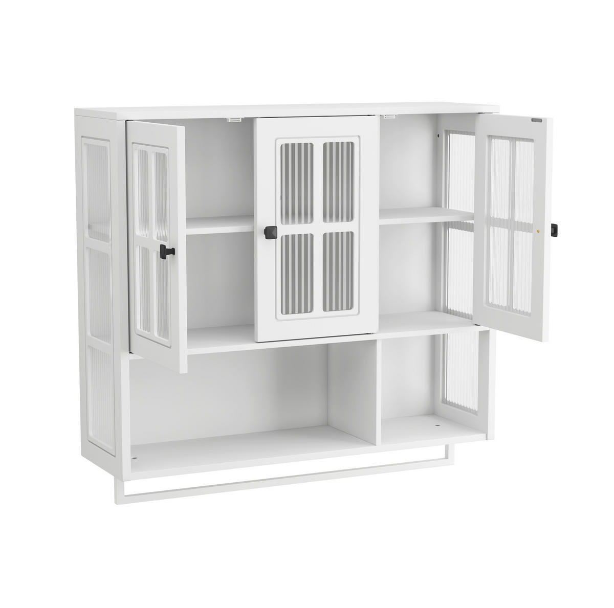 KÜCHENOBERSCHRANK 88/26/82,5 cm in Weiß mit Glasfront und verstellbaren Böden - Weiß, Holzwerkstoff (88/82.5/26cm) - BEAOK