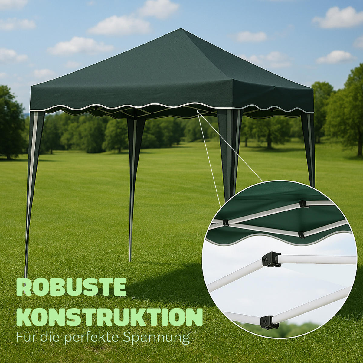 FALTPAVILLON 3 x 3 m ( grün ), wetterfestes und UV-Beständigs Pavillon mit Tragetasche - Grün, Textil/Metall (300/250/300cm) - Bestlivings