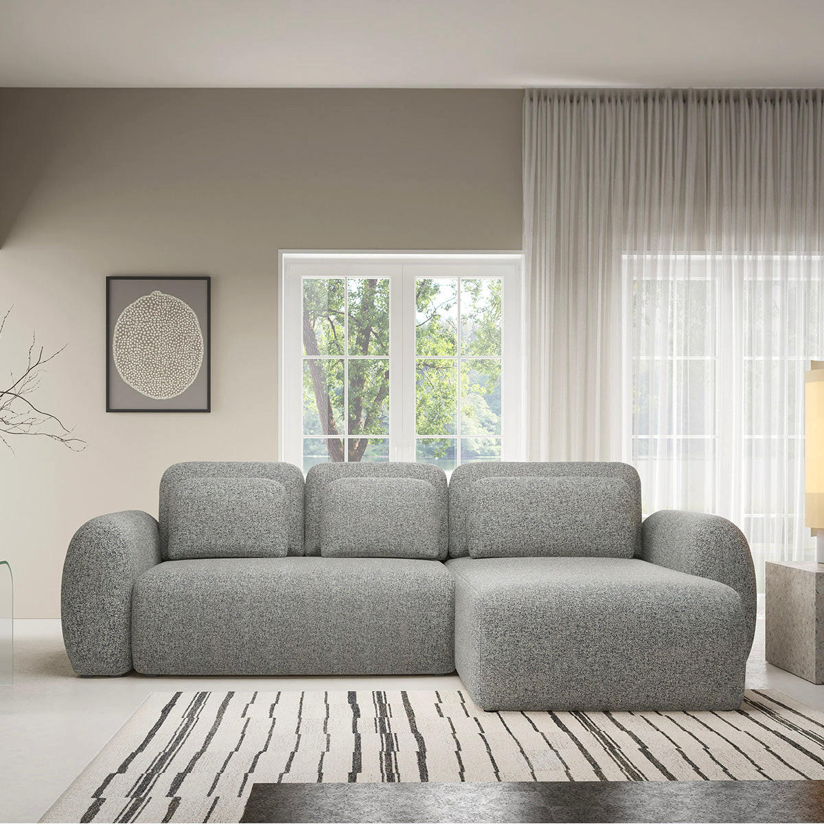 ECKSOFA Carmela 3 Sitzplätze Grau - Grau, Holz (304/190cm) - Petits-meubles