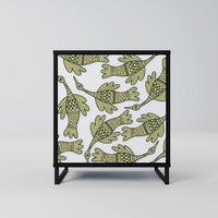 SIDEBOARD SEEDLING SONGBIRD, Schwarz, 57,5x42x67,5 cm, Schwarze Metall-Rahmenfüße - Multicolor/Schwarz, Holzwerkstoff/Metall (57.5/67.5/42cm) - SpaceRebels