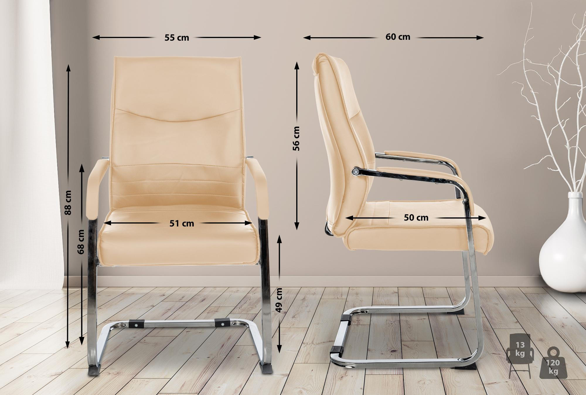 BESUCHERSTÜHLE Haarlem - 2er Set khaki - Chromfarben/Hellgrün, Textil/Metall (55/88/60cm) - TPFLiving