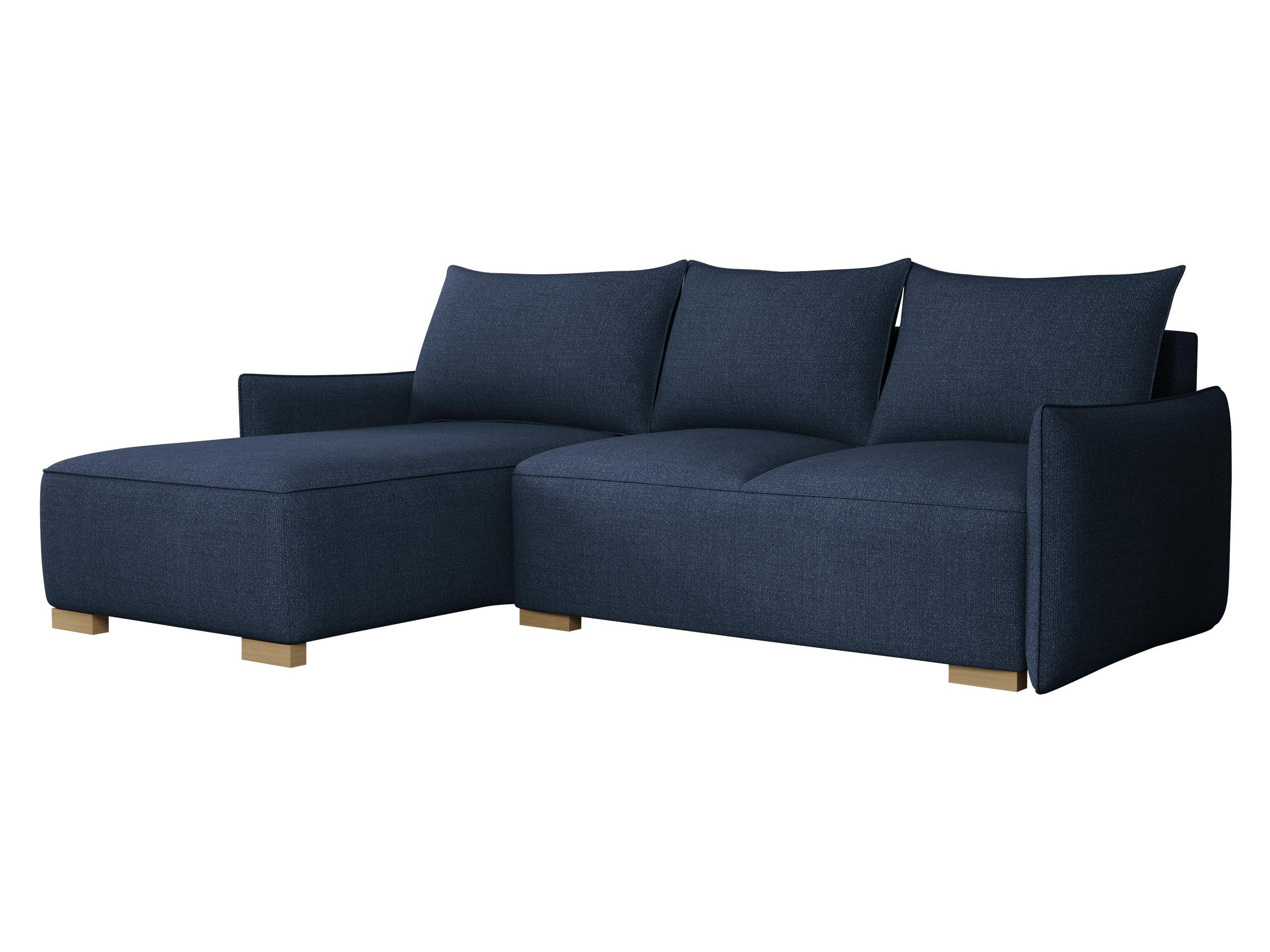 ECKSCHLAFSOFA Focus L - Blau/Naturfarben, Holz/Textil (240/155cm) - MIRJAN24