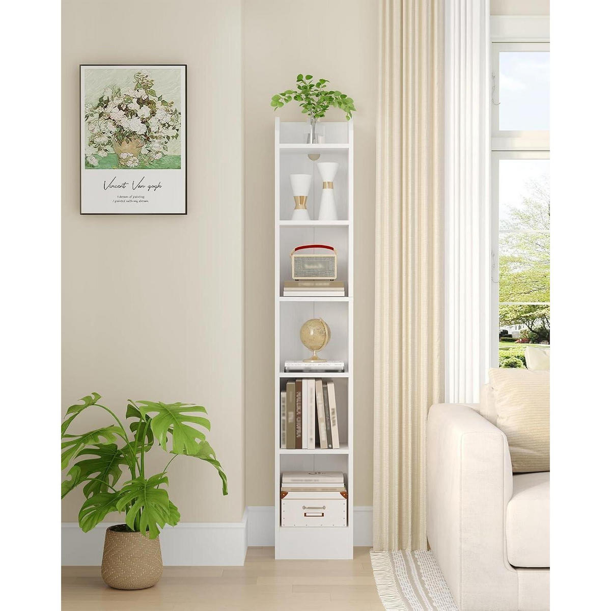 BÜCHERREGAL Standregal 6-stöckig Weiß 24 x 30 x 169,5 cm - Weiß, Holzwerkstoff (30/169.5/24cm)