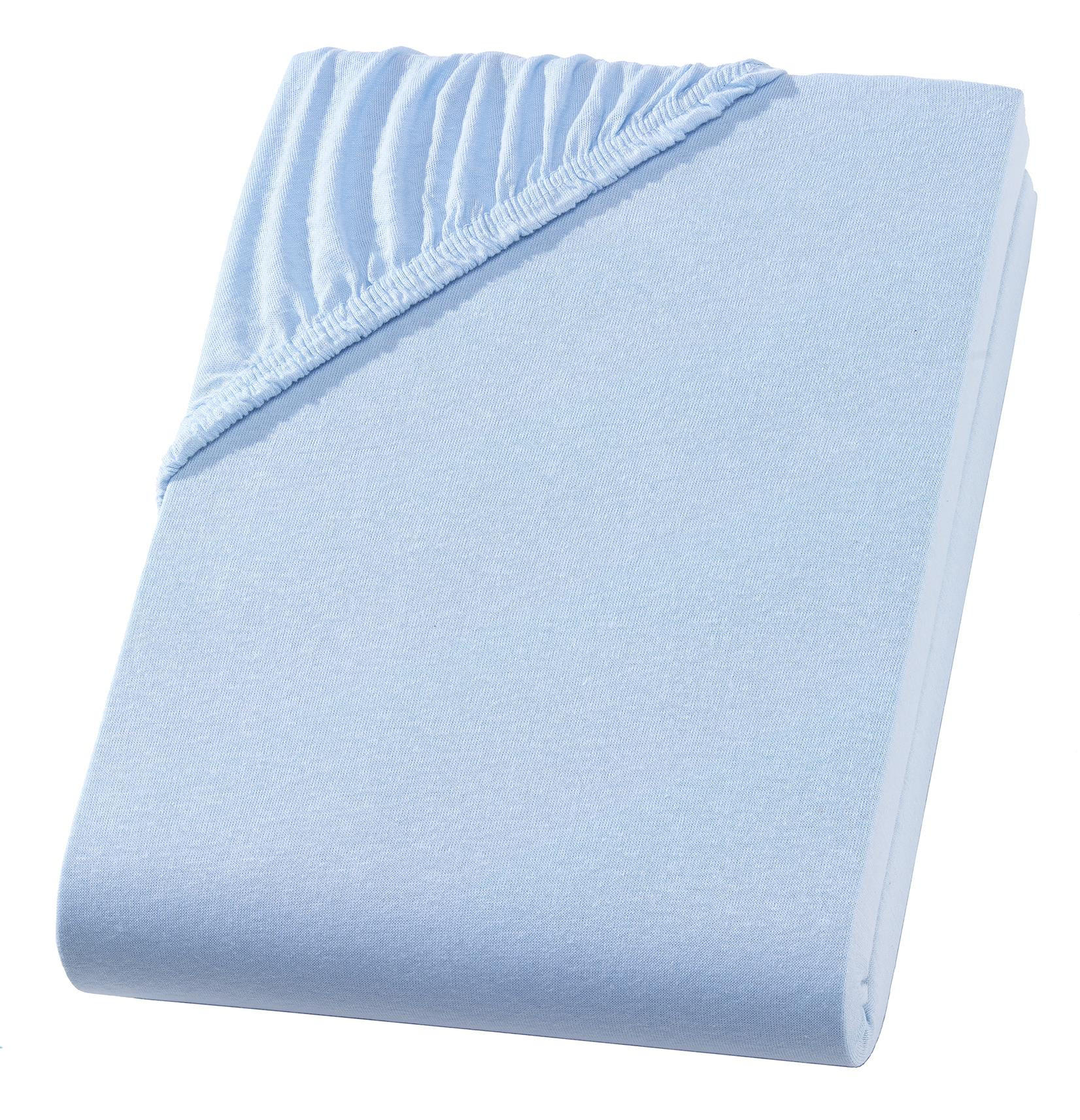 JERSEY-SPANNBETTLAKEN 100x200 cm aus 100% Baumwolle, Bettlaken Hellblau Uni - Hellblau, Textil (100/200cm) - Carpe Sonno
