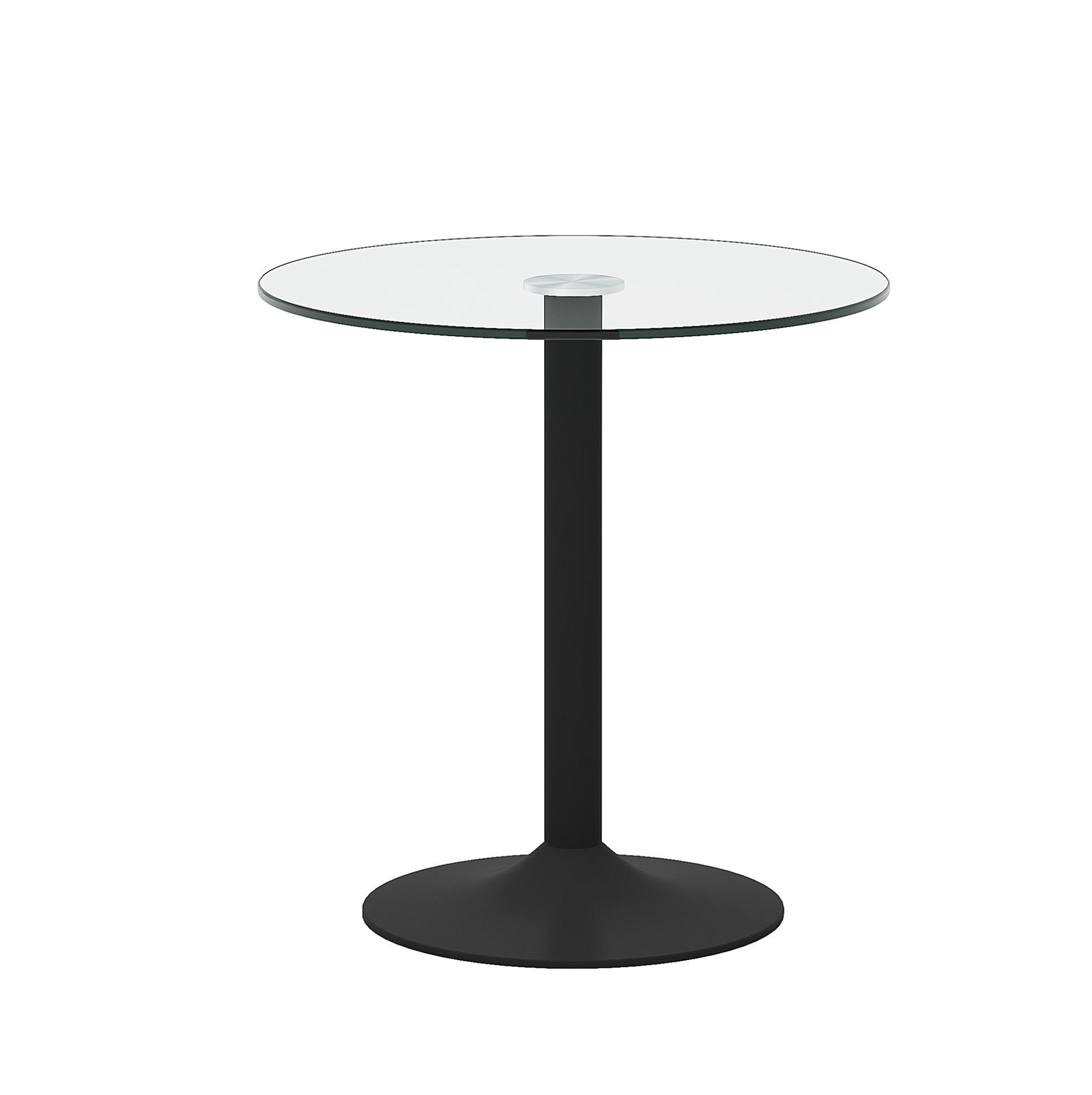 RUNDER Bartisch 89/89 cm, Höhe 92 cm mit Glasplatte und schwarzem Metallgestell - Schwarz, Holzwerkstoff (89/89/92cm) - BEAOK