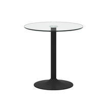 RUNDER Bartisch 89/89 cm, Höhe 92 cm mit Glasplatte und schwarzem Metallgestell - Schwarz, Holzwerkstoff (89/89/92cm) - BEAOK