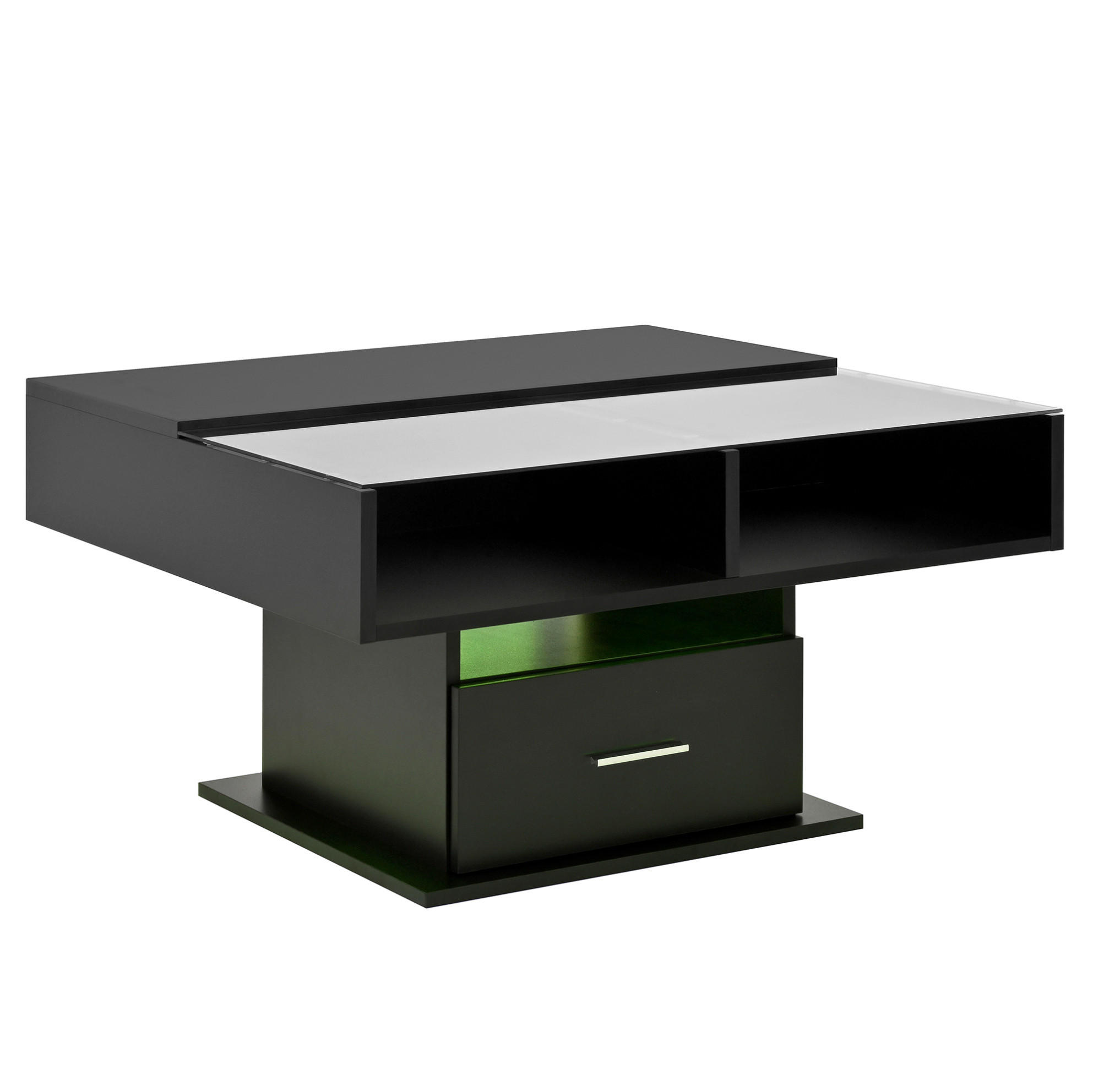 Modfu KONFERENČNÍ stolek z dřevotřísky 78x78x45,5/59,5 cm černý s LED osvětlením