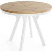 ESSTISCH Vero Neo rund ausziehbar verlängerbar, Eiche Artisan Hellbraun 80-130/80/77 cm - Weiß/Eiche Artisan, Holz/Holzwerkstoff (80/80/77cm) - WFL GROUP