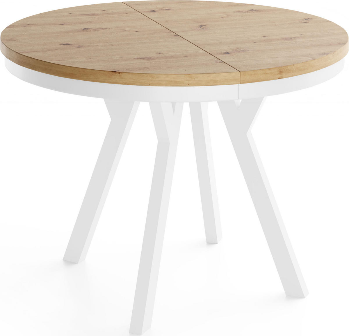 ESSTISCH Vero Neo rund ausziehbar verlängerbar, Eiche Artisan Hellbraun 80-130/80/77 cm - Weiß/Eiche Artisan, Holz/Holzwerkstoff (80/80/77cm) - WFL GROUP