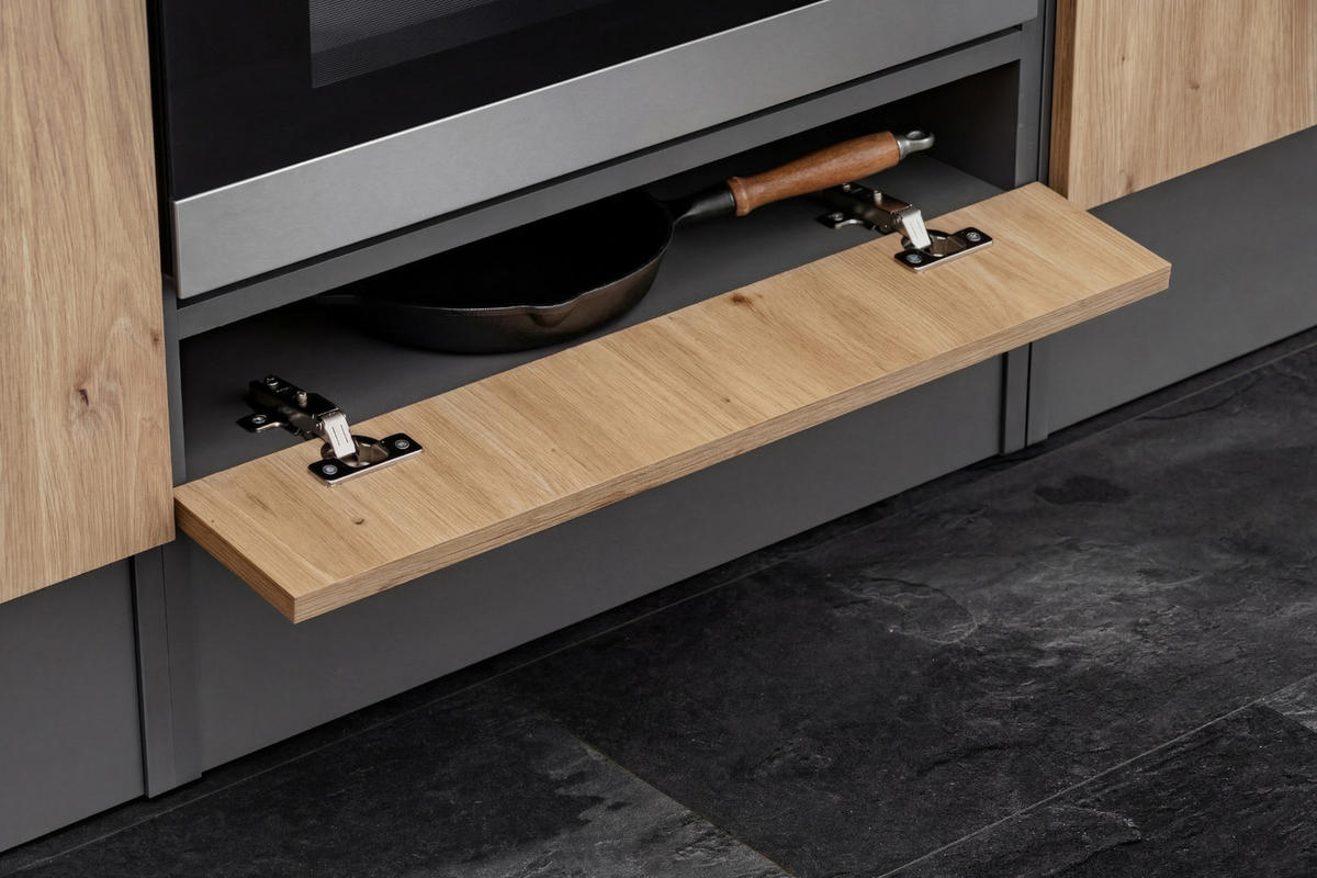 KÜCHENZEILE Eiche Artisan, Grau 7-teilig 220 x 210 cm, Küchenschrank Set mit viel Stauraum - Anthrazit/Eiche Artisan, Holzwerkstoff (220/210/60cm) - Inn.Furn