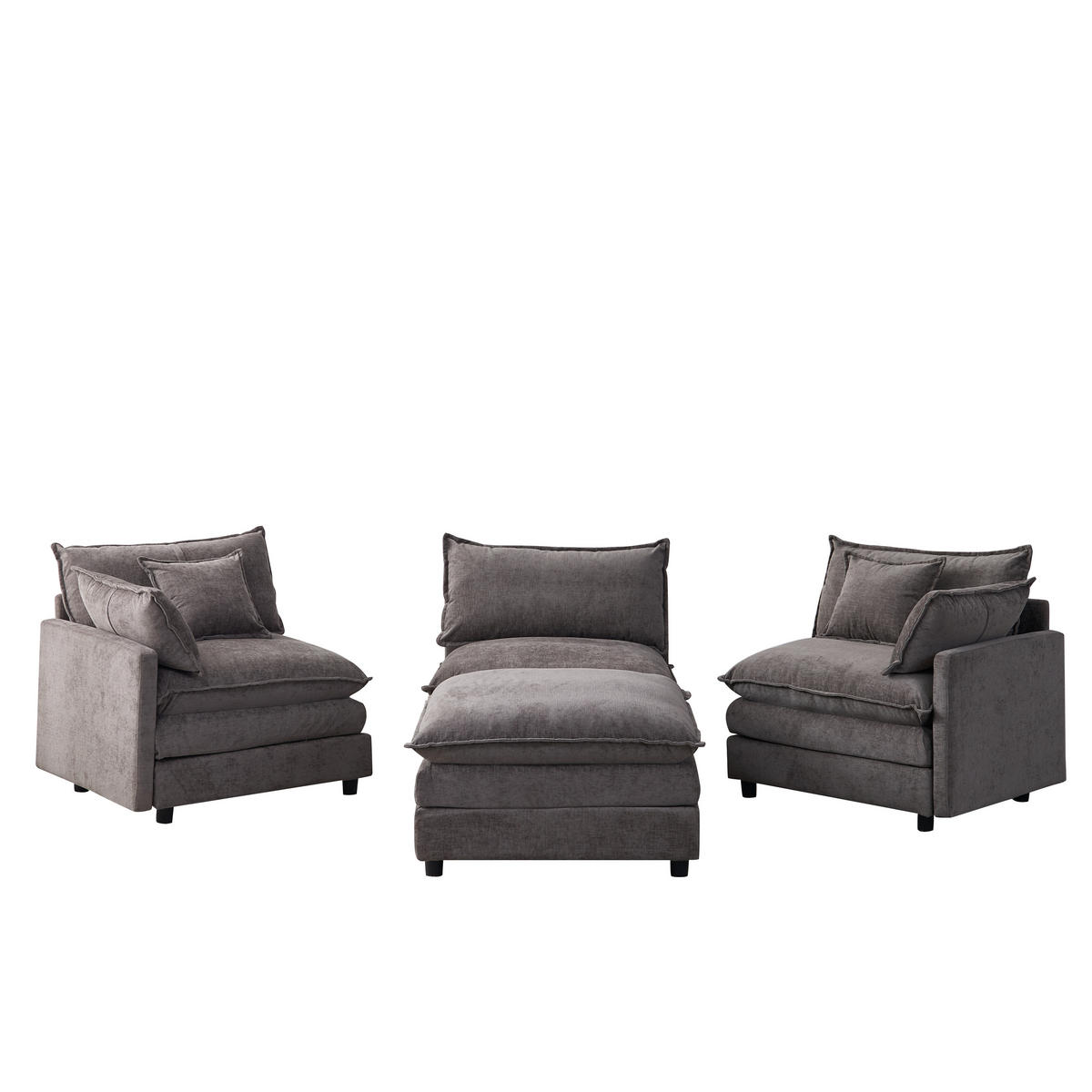 ECKSOFA 267/154/85 cm Grau mit Chaiselongue und Hocker - Grau, Textil (267/154cm) - Oxeza