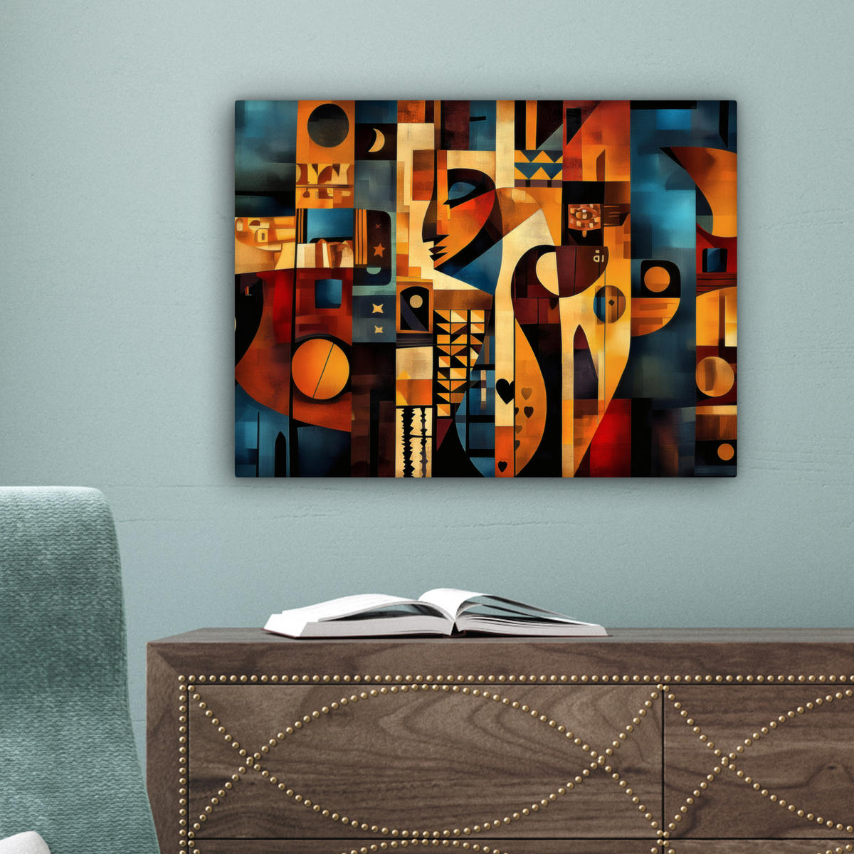 LEINWANDBILD Figuren - Abstrakt - Symbole 40x30 cm - Terracotta, Textil (40/30cm) - MuchoWow