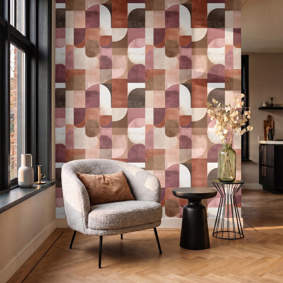TAPETE - Geometrie - Modern - Retro - 180x220 cm - Multicolor, Papier (180/220cm) - OnlyWow