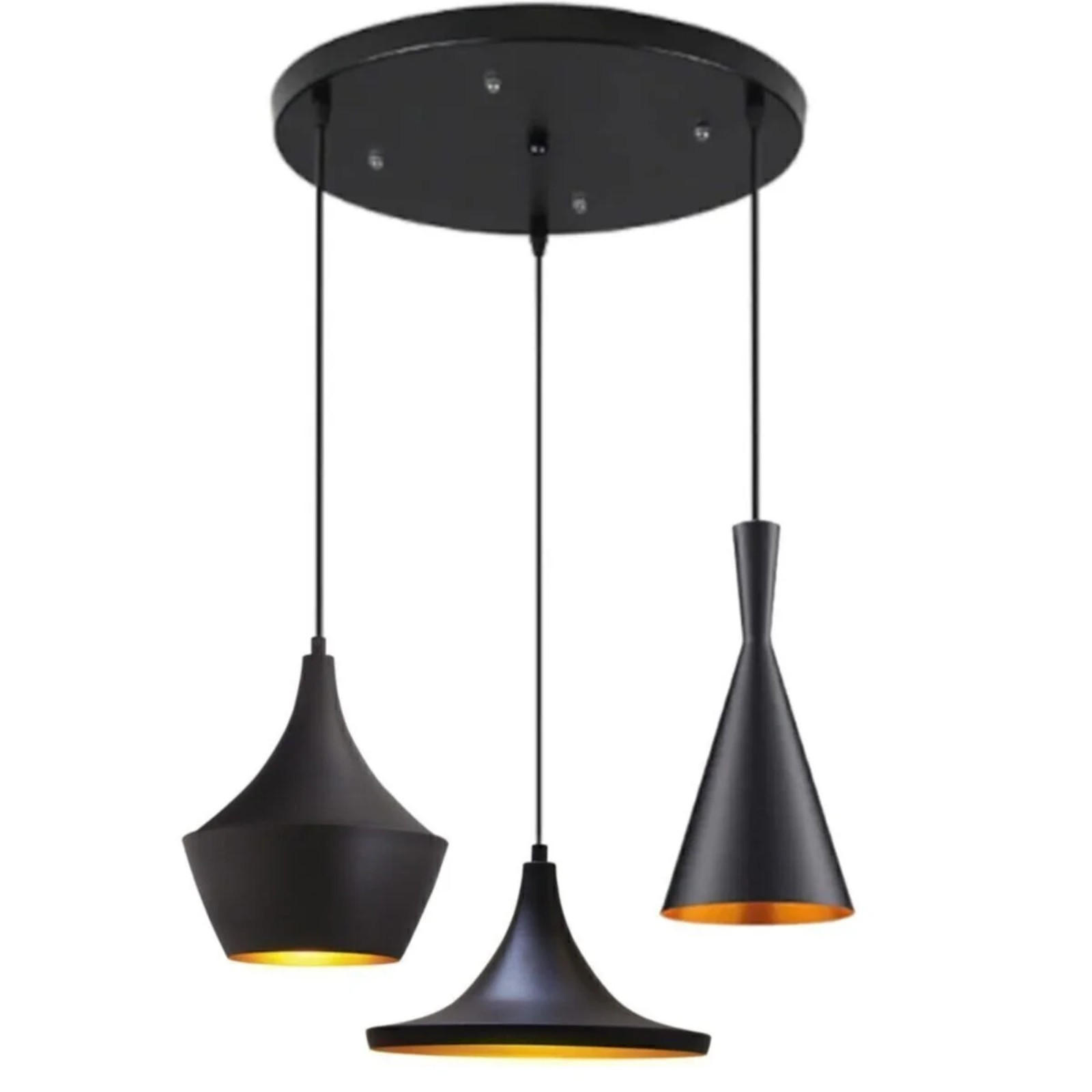PENDELLEUCHTE Morphik 3-tlg - Schwarz, Metall (26/26/33cm) - Bamyum