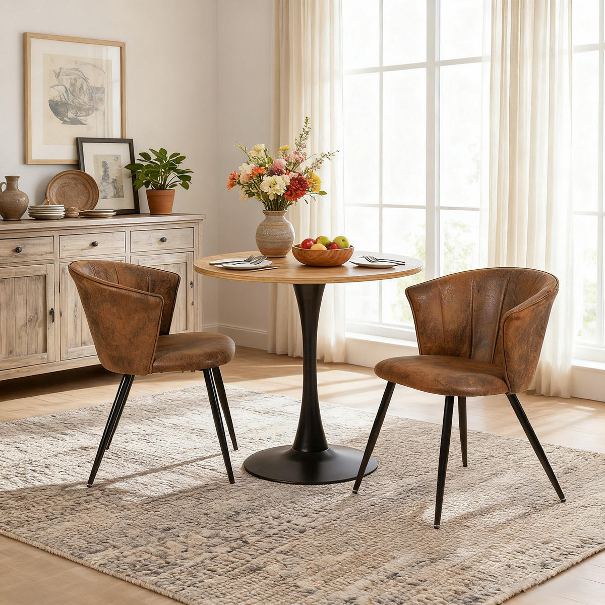 BARHOCKER 2er-Set, Polsterung in Wildlederoptik, Sitzhöhe 47 cm, Braun - Schwarz/Braun, Textil/Metall (47/74.5/44cm) - Meubles Cosy
