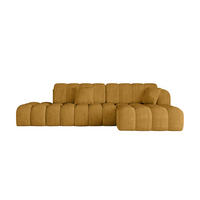 ECKSOFA mit Schlaffunktion Ottomane RECHTS OLEA-L2 321x164x75 Senfgelb Cord - Schwarz/Honig, Holzwerkstoff/Kunststoff (164/321cm) - ALTDECOR