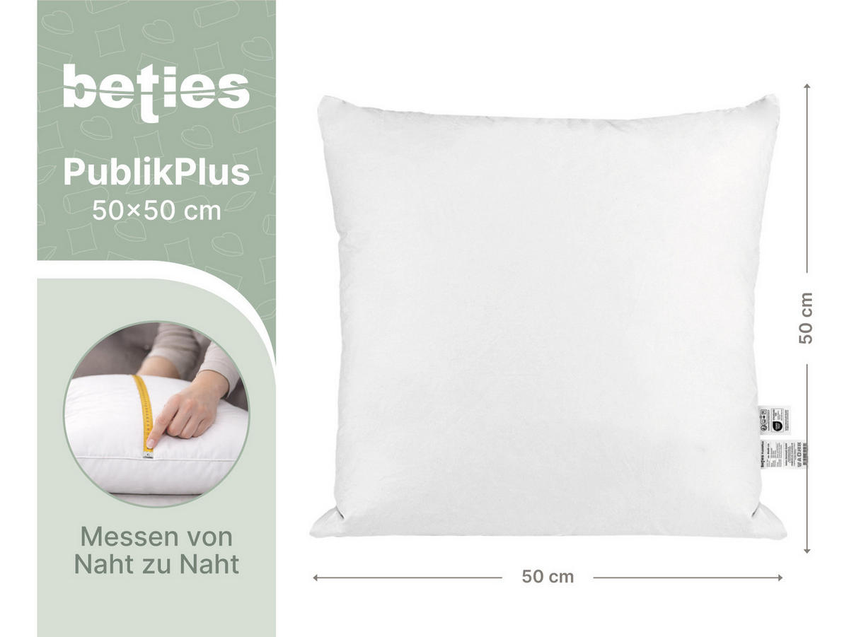 FEDERKISSEN PublikPlus 50/50 cm - Creme, Textil (50/50cm) - beties Heimtextil