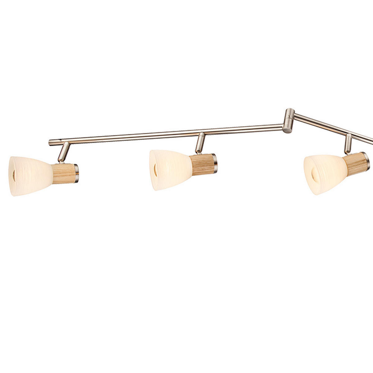 LED DECKENLEUCHTE Metall Silber Holzoptik - Silberfarben, Glas (145/9/18cm) - Globo Lighting