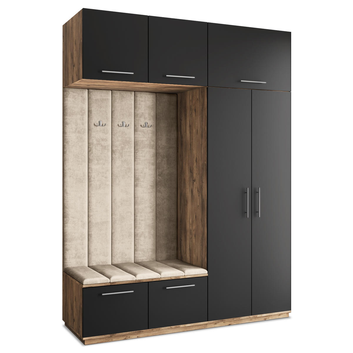 GARDEROBENSCHRANK REMA 180/240/60 cm Modern Eichefarben - Eichefarben/Schwarz, Holzwerkstoff (180/240/60cm) - MASSENO