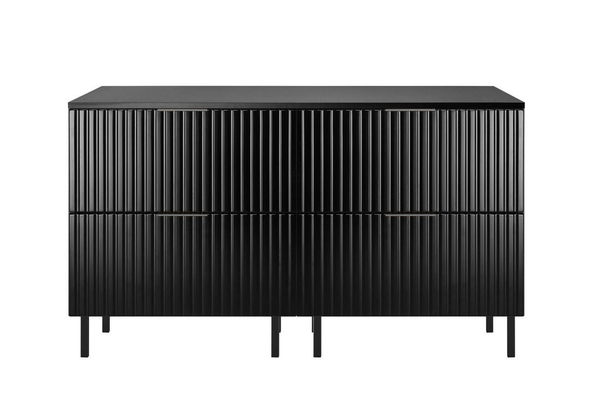 WASCHBECKUNTERSCHRANK, Schwarz, 120 (2 x 60) x 77 x 46 cm, schwarzer Griff, schwarze Beine + Arbeitsplatte - Eichefarben/Goldfarben, Holzwerkstoff (120/77/46cm) - 3XE LIVING