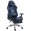 GAMINGSTUHL Lederlook schwarz/blau - Blau/Schwarz, Textil/Metall (70/125/58cm) - CLP