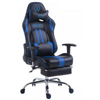 GAMINGSTUHL Lederlook schwarz/blau - Blau/Schwarz, Textil/Metall (70/125/58cm) - CLP
