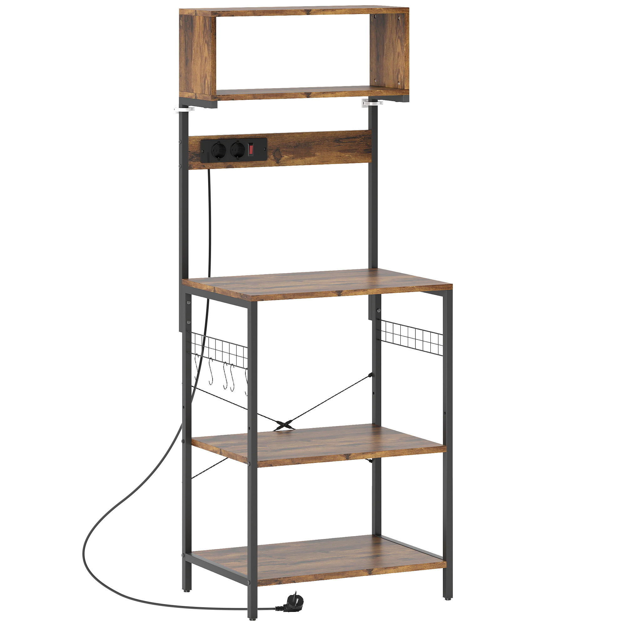 KÜCHENREGAL Spanplatte Stahl Rustikal-Braun - Braun, Holzwerkstoff (42/153/60cm) - HOMCOM