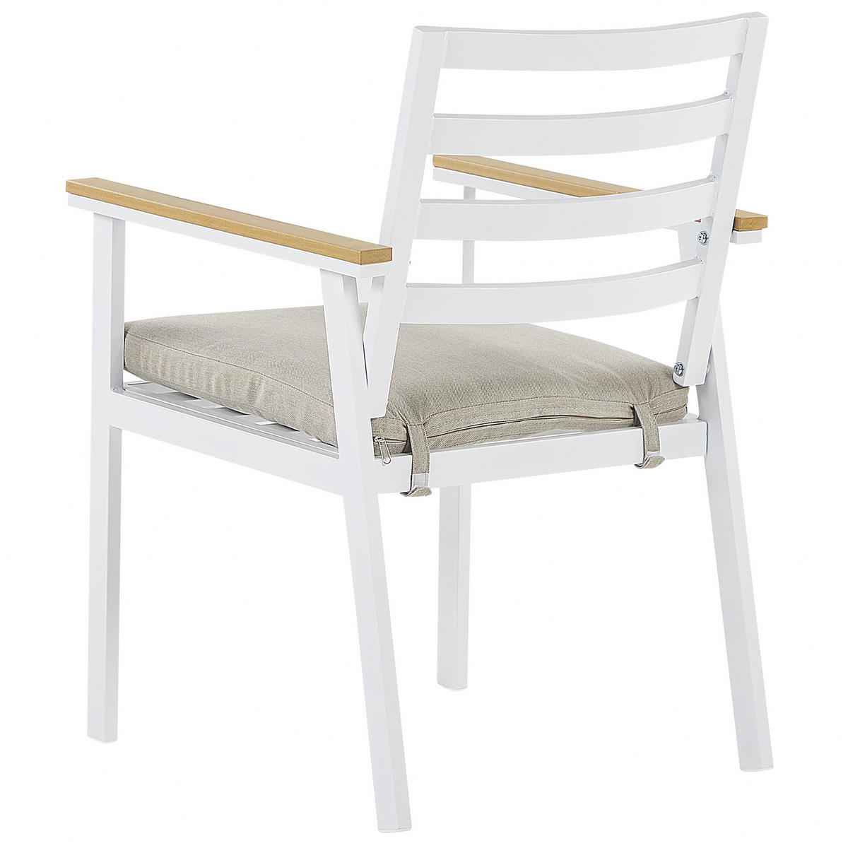 GARTENMÖBEL SET 4-Sitzer Aluminium weiß Auflagen beige Cavoli - Hellbraun/Beige, Metall - Beliani