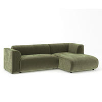 ECKSOFA Melani Olivenfarbe Samtstoff - Rechts Seite - Schwarz/Olivgrün, Holz/Holzwerkstoff (162/256cm) - Maison de Reve