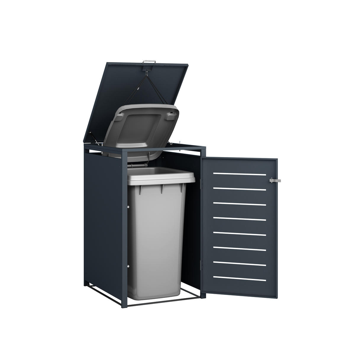 MÜLLTONNENVERKLEIDUNG Cambridge - Mülltonnenbox für 1 x 120 L - Stahl verzinkt, anthrazit - Grau, Metall (60/102/62cm) - TPFGarden