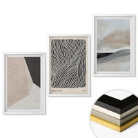 WANDBILDER 3er-Set - 40x60 cm Weißer Rahmen - Abstrakte Muster in Beige und Grau - Weiß, Kunststoff (40/60cm) - ArtPrintCave