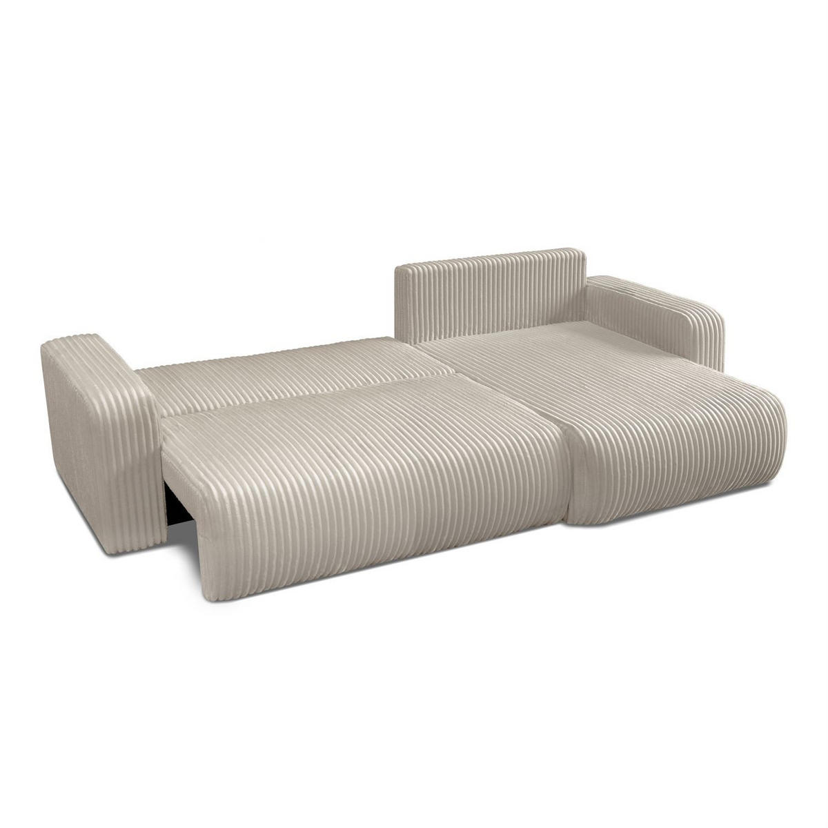 Ecksofa PRESTIGE SOFT mit Schlaffunktion und Bettkasten, Tilia 01 - Creme, Textil (277/143cm) - Lookway