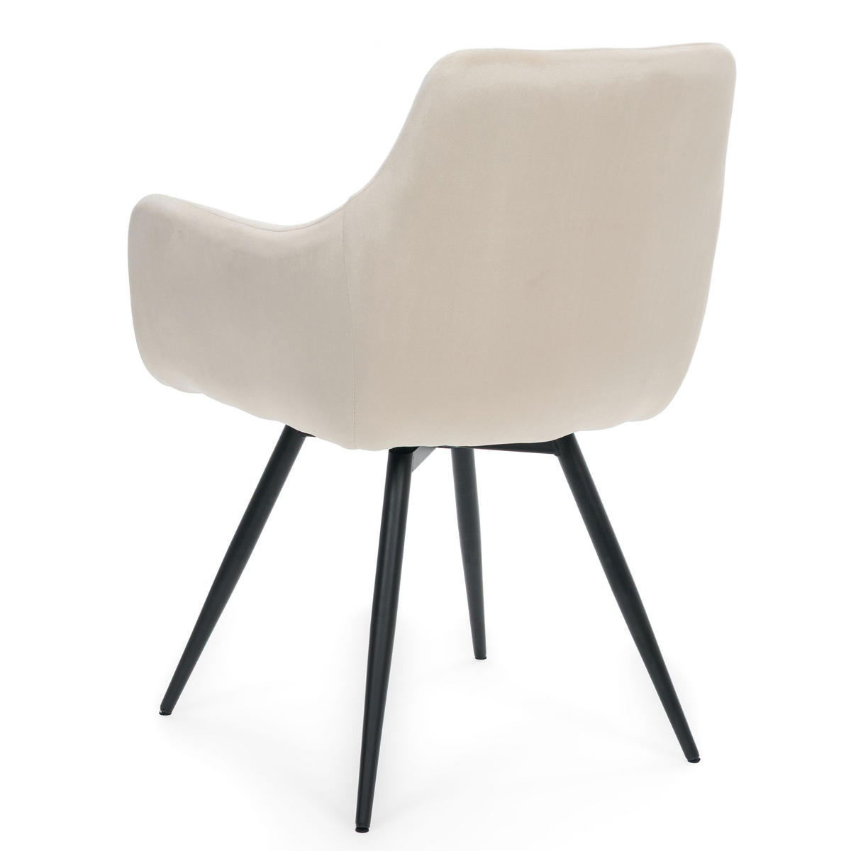 STUHL FANO drehbar gepolsterter mit Steppung - beige - Velour - Ecru/Schwarz, Textil/Metall (58/83/59cm) - NEW HOME