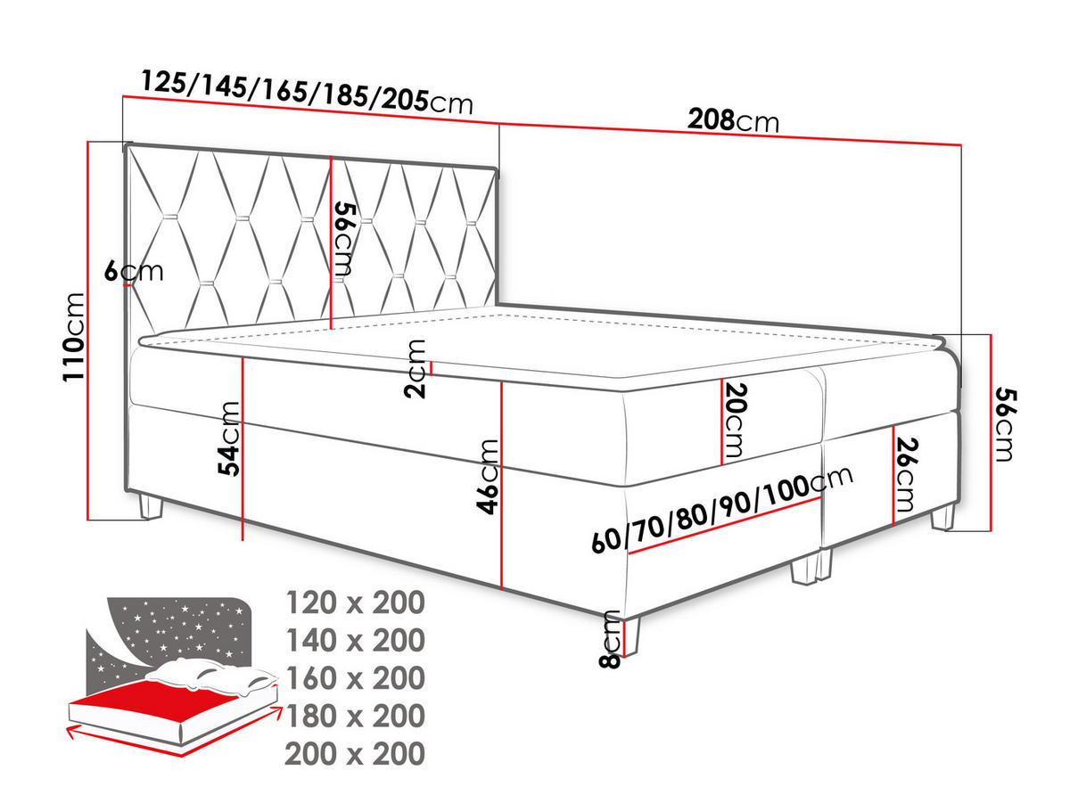 BOXBETT Inez - Gelb, Holz (180/200cm) - MIRJAN24