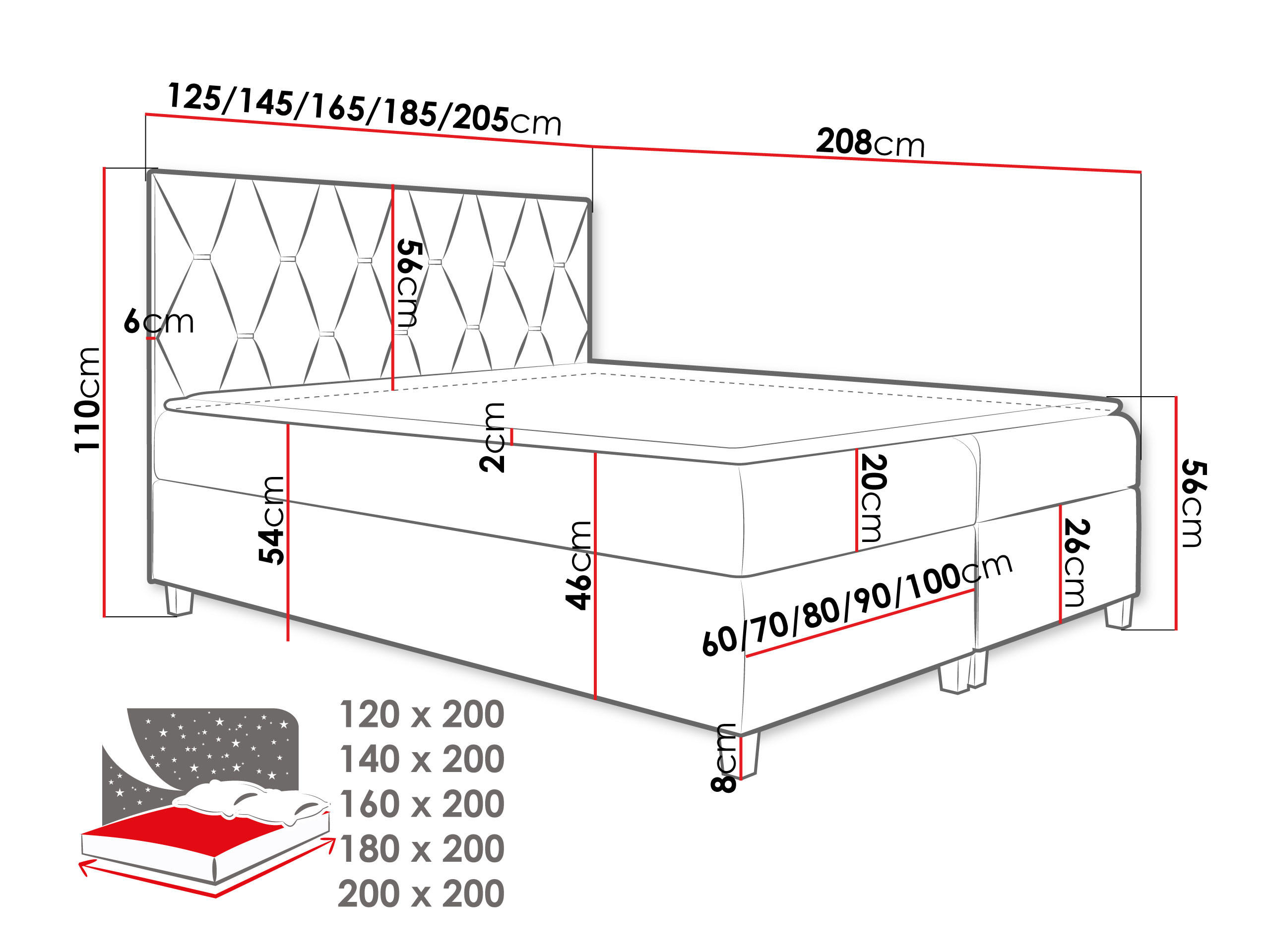 Thumbnail - Mirjan24 Boxbett, Gelb, Holz, H3, 160x200 cm, Schlafzimmer, Betten, Boxspringbetten