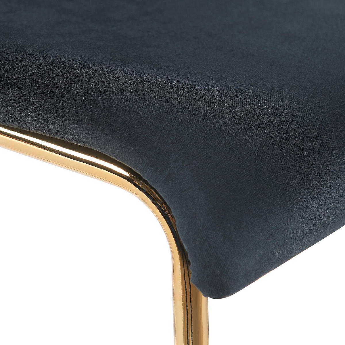 BARHOCKER Samt Schwarz - Goldfarben/Schwarz, Textil/Metall (43/100/48cm) - CLP