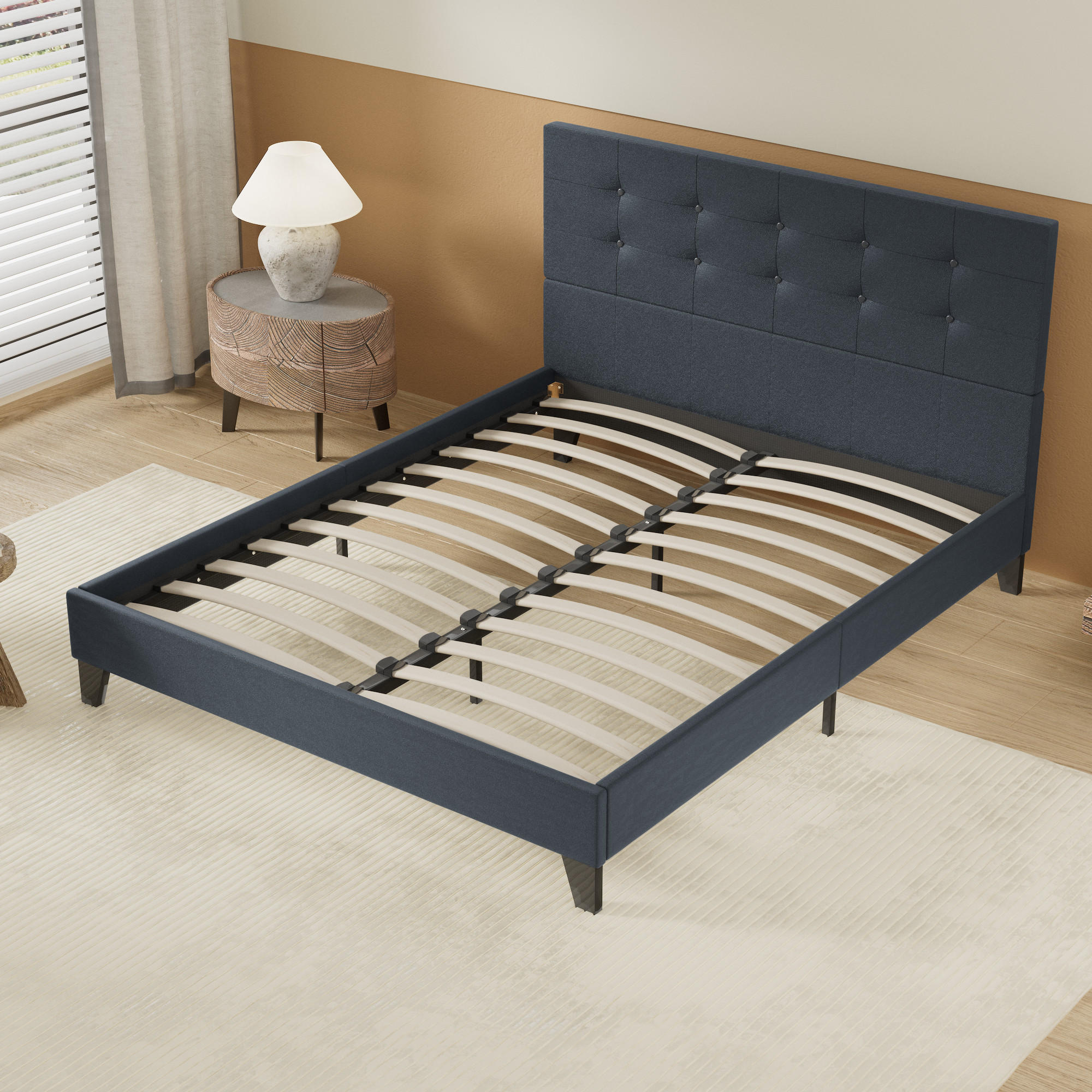 BETT aus schwarzem Kunstleder 140x200cm - Schwarz, Naturmaterialien (140/200cm) - November Sleep