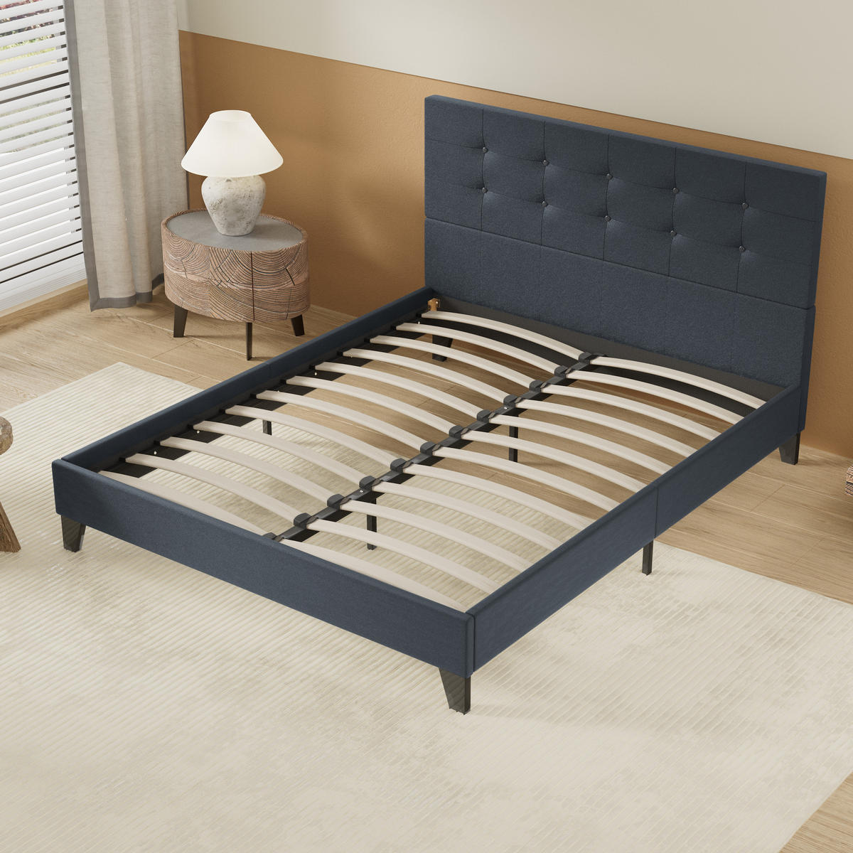 BETT aus schwarzem Kunstleder 140x200cm - Schwarz, Naturmaterialien (140/200cm) - November Sleep