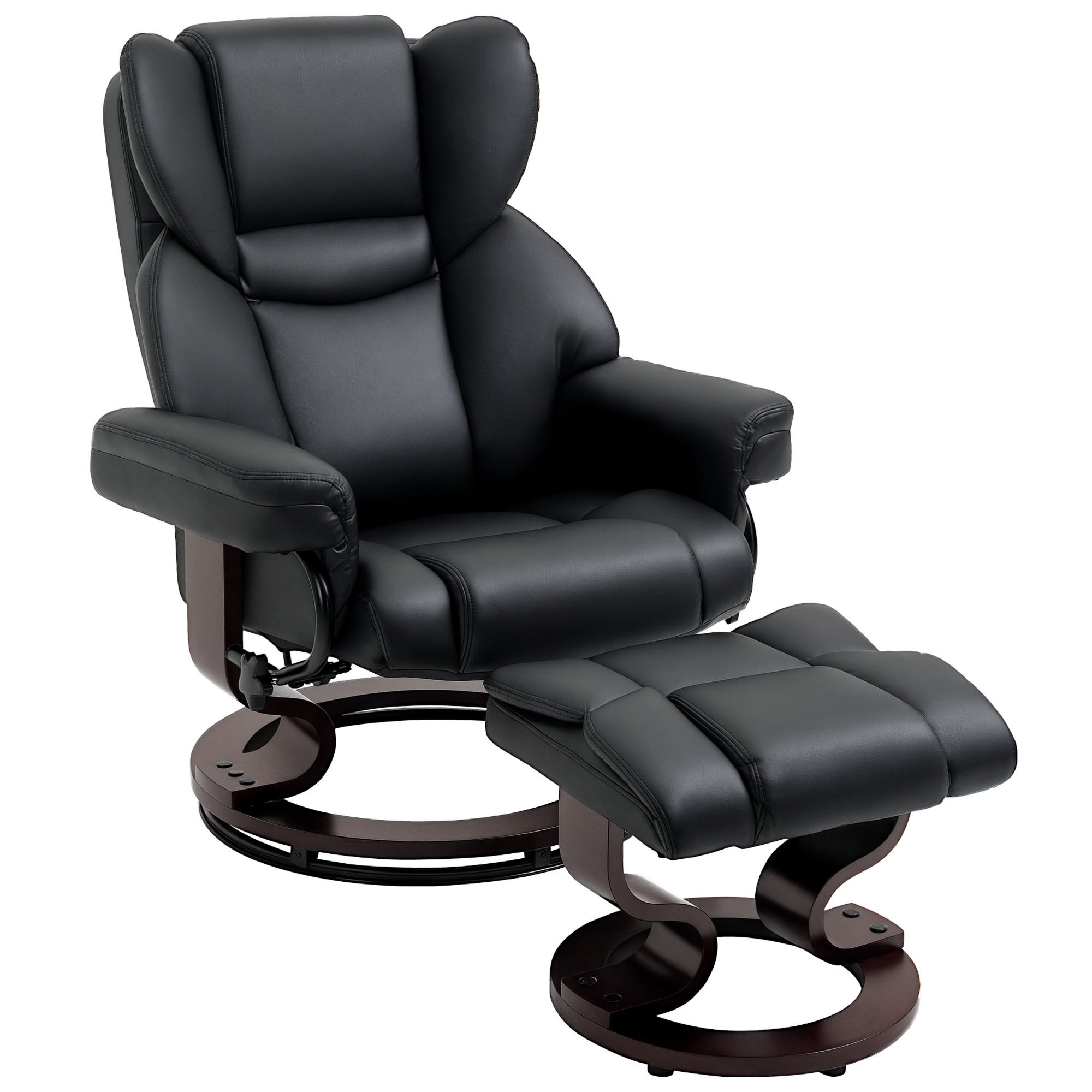 RELAXSESSEL DE-07604 360° drehbar, 145° neigbar mit Hocker Schwarz - Schwarz, Holz/Metall (79/100/80cm) - ComfortXL