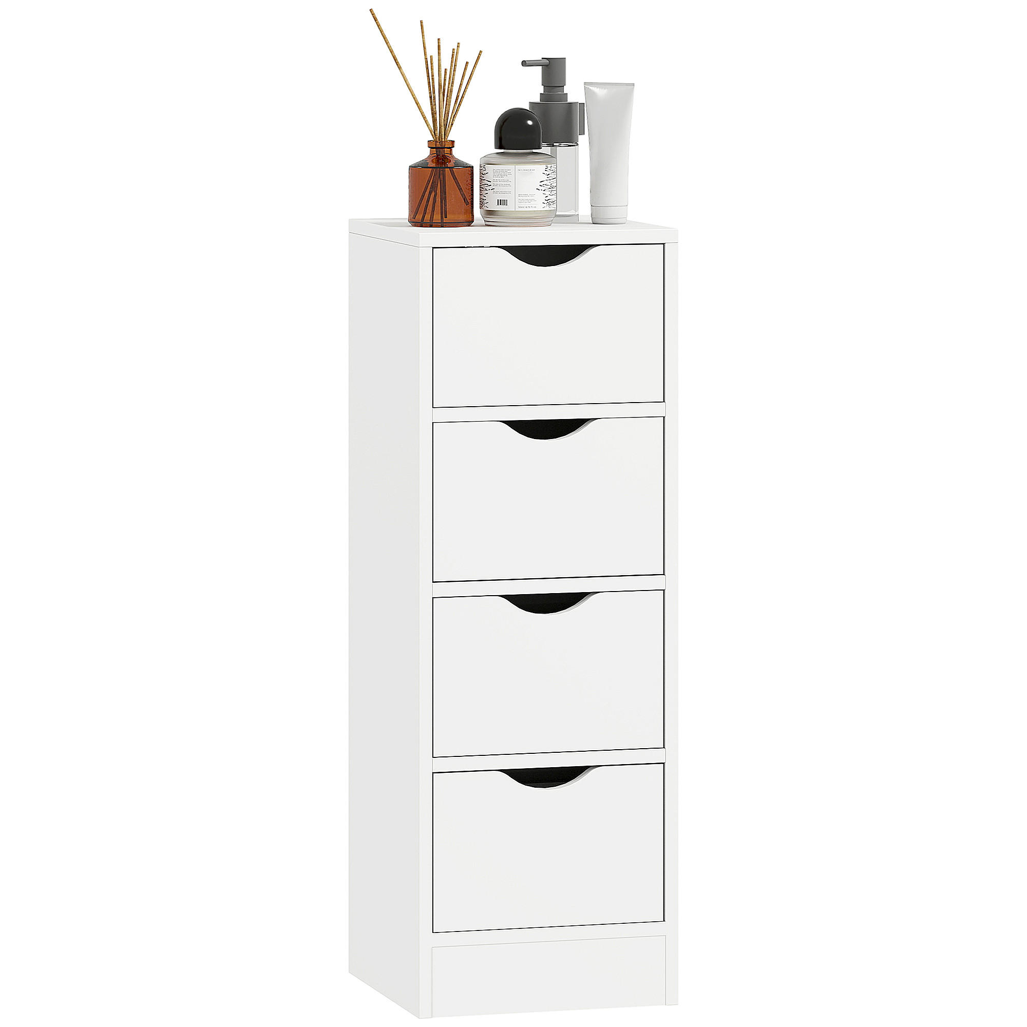 BADEZIMMERSCHRANK DE-17356 mit 4 Schubladen Weiß - Weiß, Holzwerkstoff (29/83/29cm) - ComfortXL