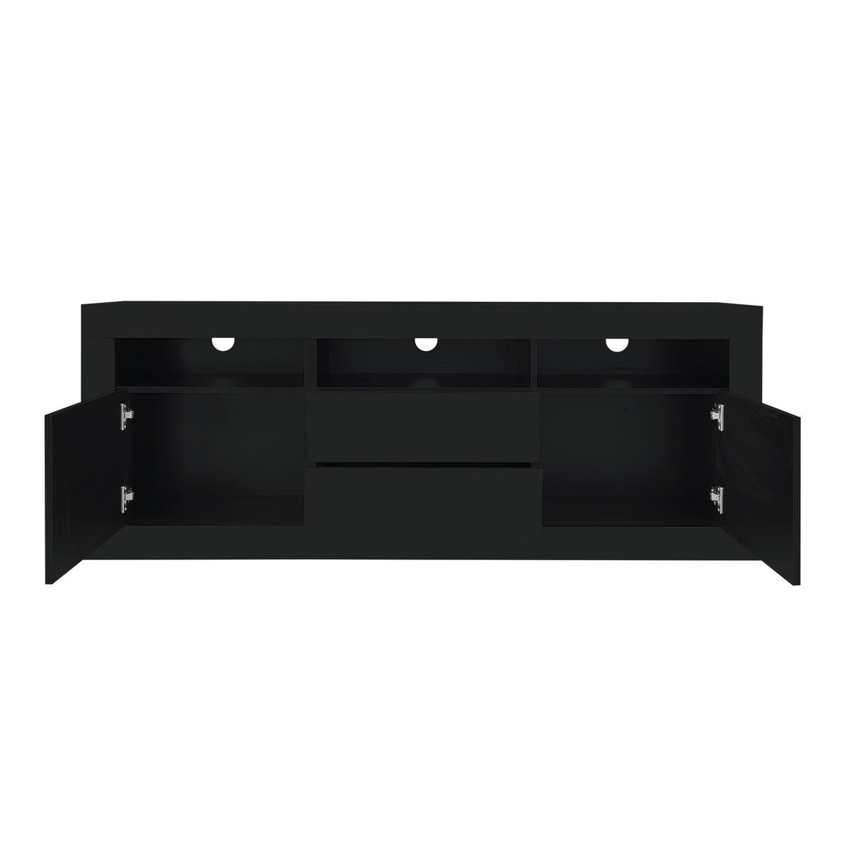 TV-SCHRANK aus Spanplatte 160x35x60 cm Schwarz mit LED-Beleuchtung, App-Steuerung und viel Stauraum - Schwarz, Holzwerkstoff (160/60/35cm) - Modfu