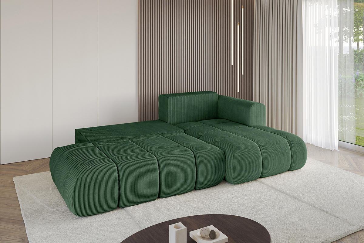 ECKSOFA Ottomane Rechts CLOUD-L 289x180x40 Grün Cord - Grün, Holzwerkstoff/Kunststoff (289/180cm) - ALTDECOR