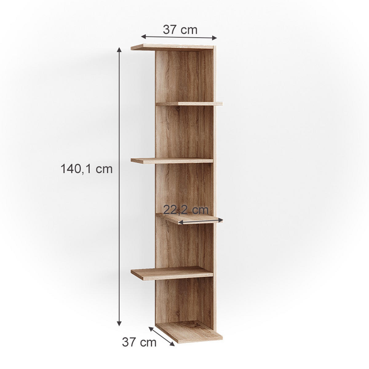 ECKREGAL Tera Sonoma 37 x 140.1 cm - Sonoma Eiche, Holzwerkstoff (37/140.1/37cm) - Vicco