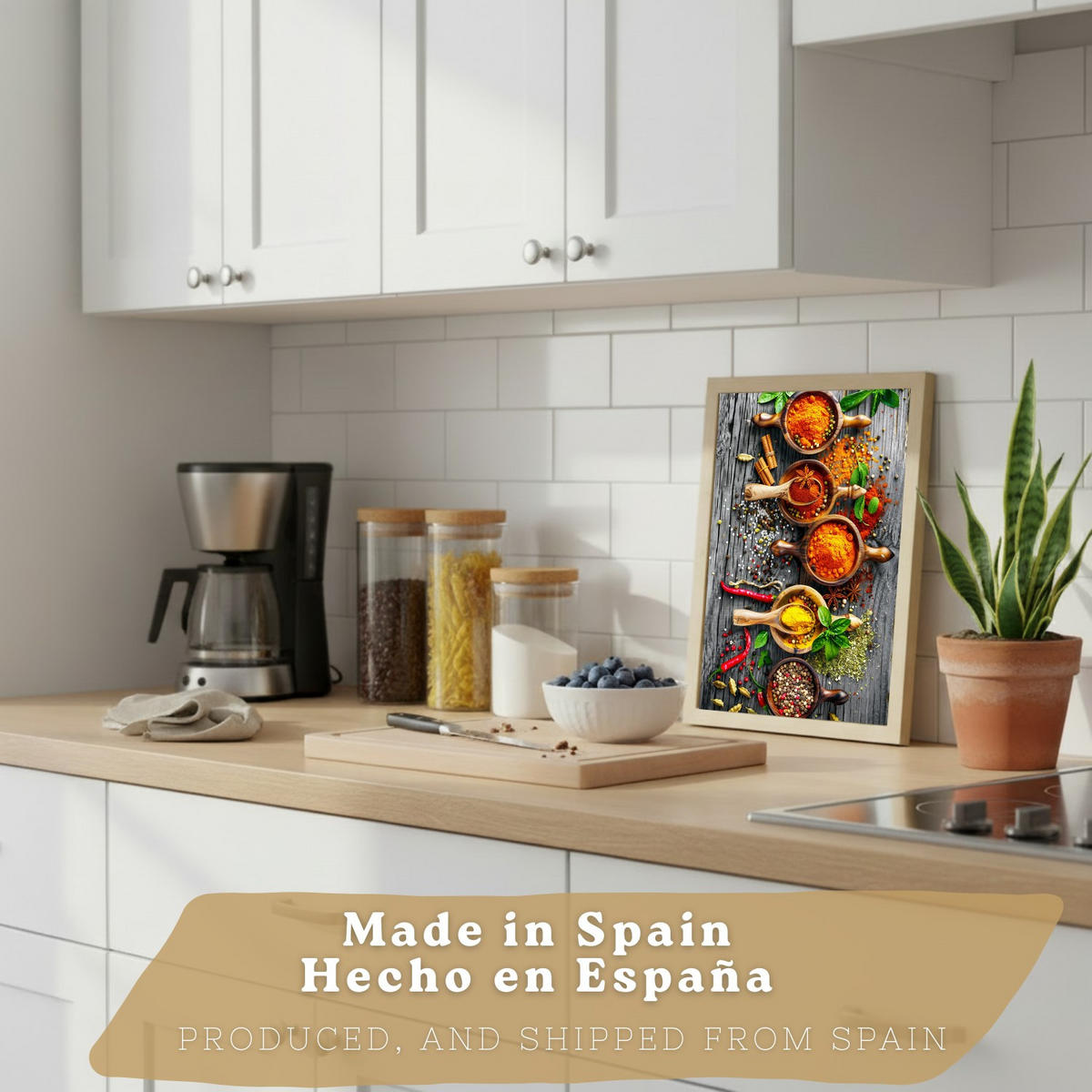 PLAKAT Sada 3 Bylinky A3 Lehký dřevěný rám - béžová, papír (29.7/1/42cm) - Nacnic