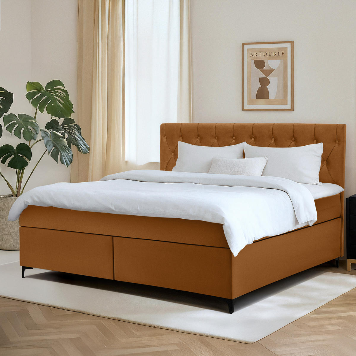 POLSTERBETT ARDEA, Rot - Rot/Schwarz, Holz/Holzwerkstoff (180/200cm) - KONSIMO®