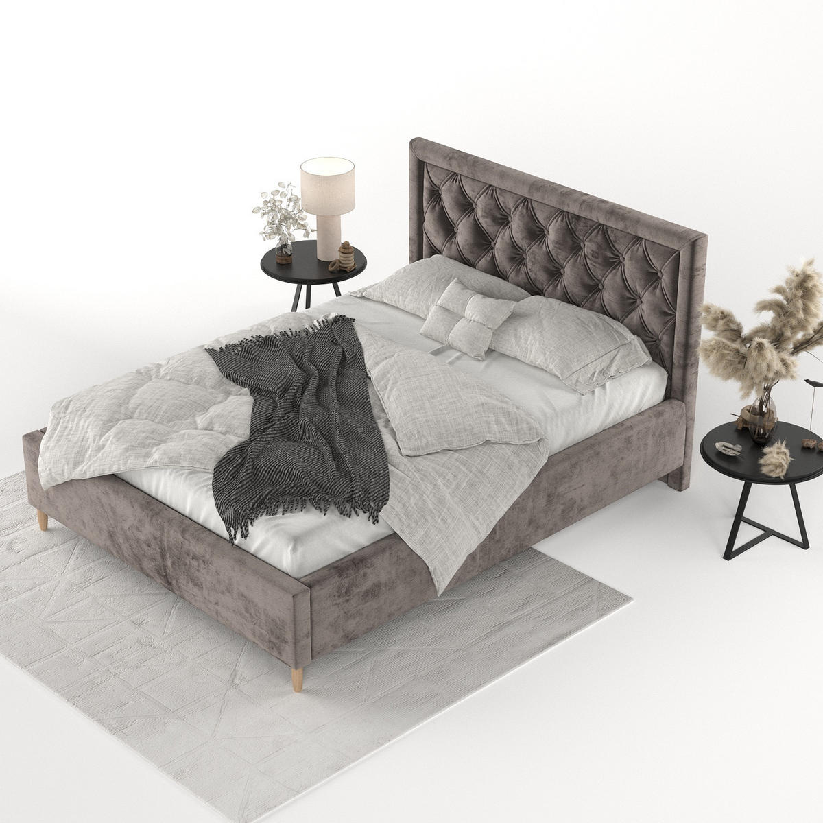 POLSTERBETT Lido 120/200 cm Braun im Lotta Stoff - Naturfarben/Braun, Holz/Holzwerkstoff (120/200cm) - AltaBeds