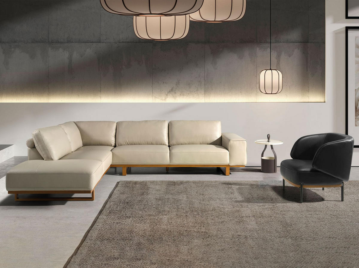 ECKSOFA Ecksofa links Leder sand 316/252/82 cm - Sandfarben/Honig, Leder (316/252cm) - ANGEL CERDA