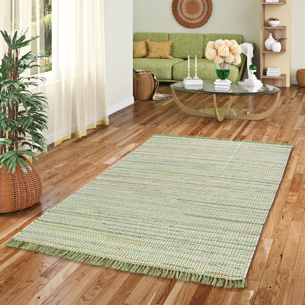 BAUMWOLLE NATUR TEPPICH CAYENNE - Grün, Textil (140/200cm) - Pergamon