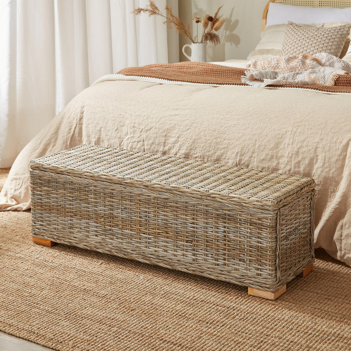 SITZBANK Rattan Braun - Braun, Holz (110/35/35cm) - Nordlys